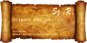 Szigeti Róza névjegykártya